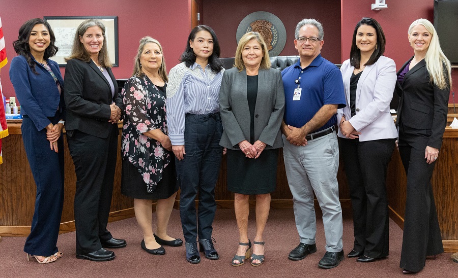 Ren with members of Montgomery County D.A. office - Amayramy Risney, Suzanne Hollifield, Therese Pringle, Ling Ren, Mary Ann Turner, Reginald R. Hernandez, Darian Etienne, Echo Hutson.